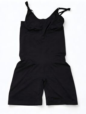 Womens 2X 3X Black Full-Body Shapewear Bodysuit Shorts And Adjustable Straps
